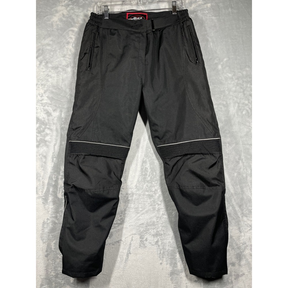 Bilt Motorcycle Pants Mens M Lined Side Zip Knee Armor Black Waterproof